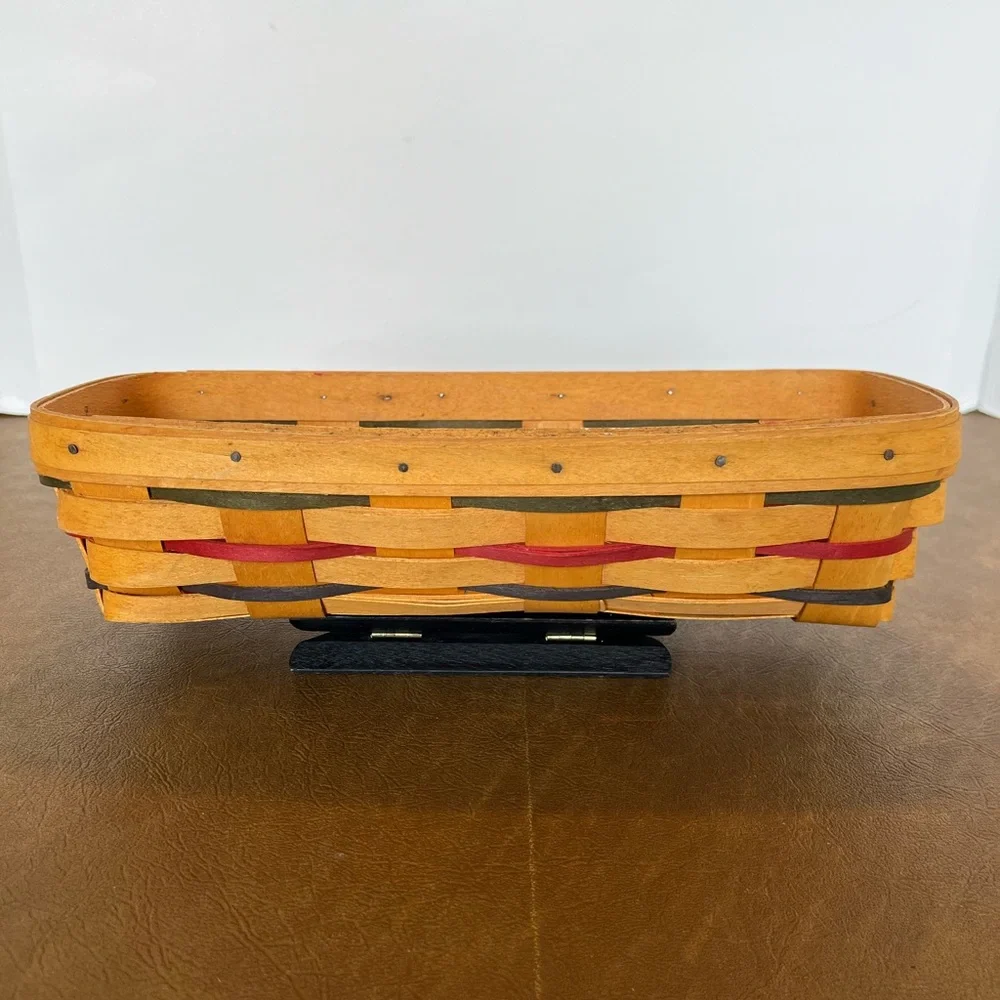 Longaberger Woven Traditions Cracker Basket with Green Heritage Fabric Liner